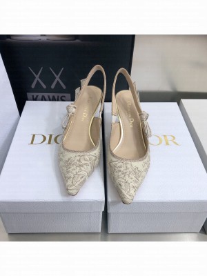Dior J'Adior Slingback Pumps 6.5cm in Quake Oblique Embroidery Beige 2022 Collection