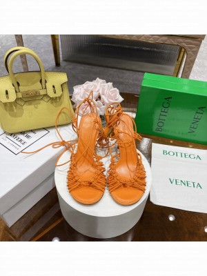 Bottega Veneta Dot Strap Lamskin 9.5cm Sandals 2022 Collection Orange Orange