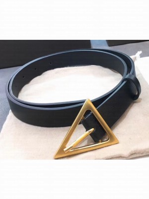 Bottega Veneta Width 2.5cm Triangular Buckle Belt Leather Black/Gold 2020