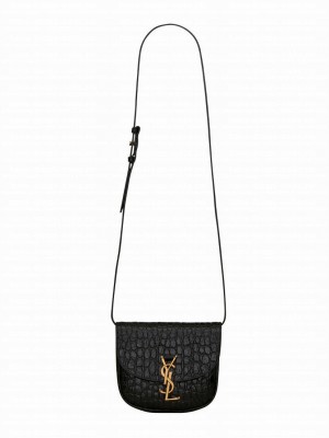 Saint Laurent Kaia Small Satchel In Crocodile-Embossed Leather 6197401 Black
