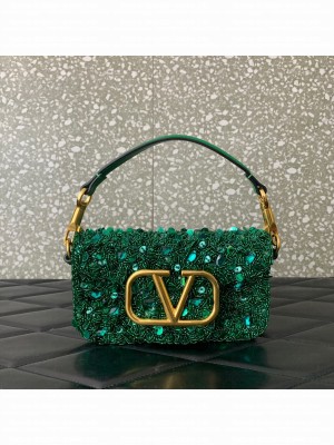 VALENTINO V-logo MINI LOCO sequin and leather bag WA0K53-8