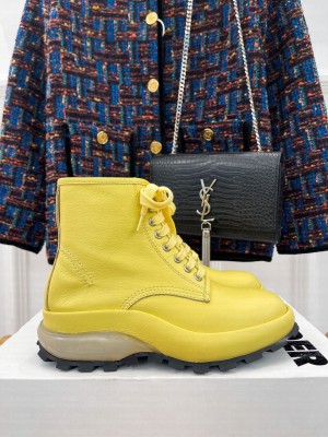 Jil sander Unisex 5cm High-top leather Lace up boots Yellow
