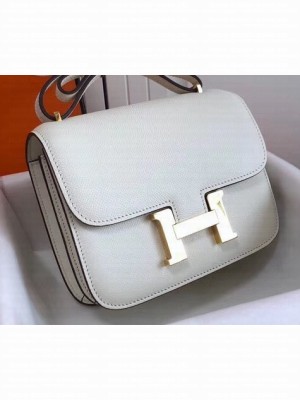Hermes Constance Mini/MM Bag in Epsom Leather White with Gold Hardware