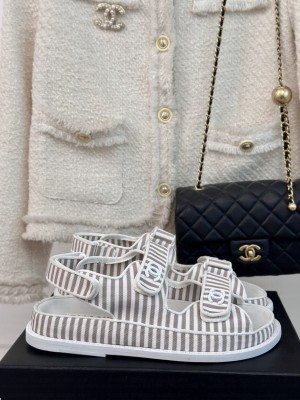 Chanel Stripes Beach Flat Sandals 2024 03