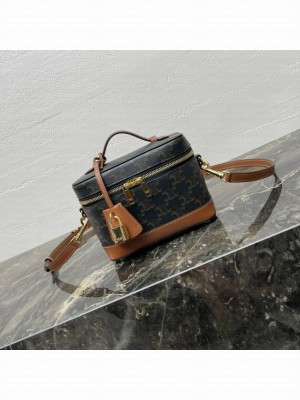 CELINE VANITY IN TRIOMPHE CANVAS AND CALFSKIN 119463 tan