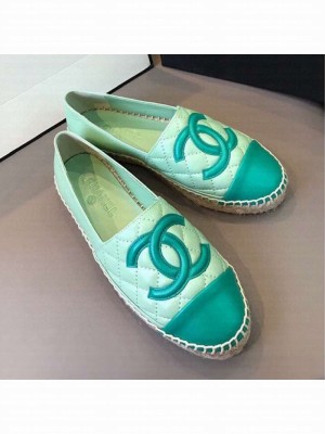 Chanel Quilted Calfskin Flat Espadrilles G29762 Green 2020 Collection