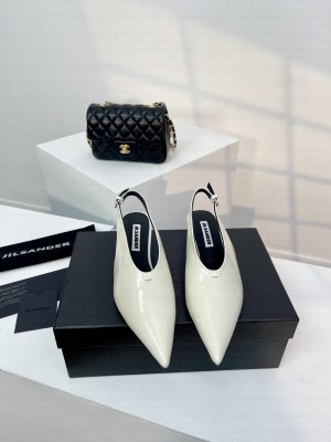 JIL SANDER Slingback Ballerina Pumps white
