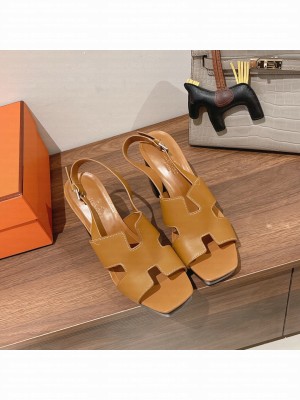 Hermes Elbe 9cm Sandals Brown