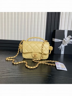 Chanel SMALL FLAP BAG WITH TOP HANDLE AS5298 YELLOW