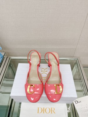 Dior C'est Dior Slingback Pumps 8cm in Patent Calfskin 2023 pink