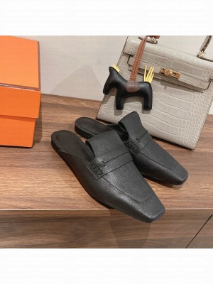 Hermes Perforated H Eloge Mule Black 2022 Collection