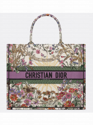 Large Dior Book Tote Ecru Multicolor Dior 4 Saisons Ete Soleil Embroidery M1286ZEBH