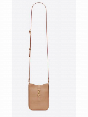 SAINT LAURENT LE 5 A 7 MINI VERTICAL IN SHINY LEATHER 7352142 BROWN GOLD