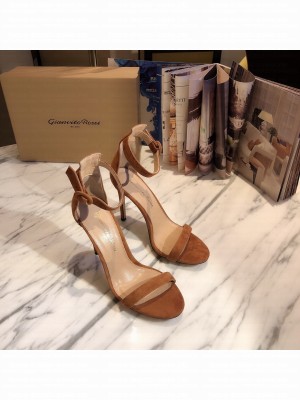 GIANVITO ROSSI PORTOFINO 105 Brown Suede Adjustable ankle strap Sandals Spring/Summer 2021 Collection