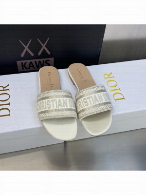 Dior Dway Slide Sandals in Cotton Embroidered 2023 Collection 043