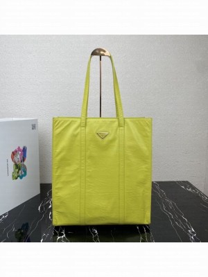 Prada Medium antiqued nappa leather tote bag 1BG587 yellow