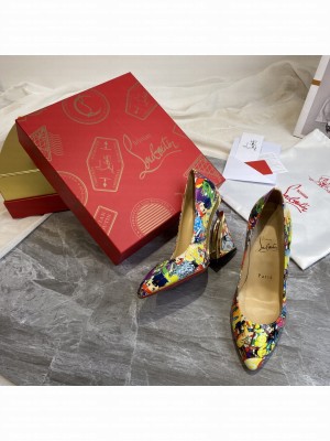 Christian Louboutin Print Calfskin Wedge Pumps Multicolor 2021 Collection