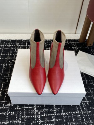 The Row Mesh and leather 80mm Heel Ankle boots Red