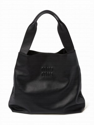 Miumiu Nappa Hobo Bag With Logo 5BC119 Black