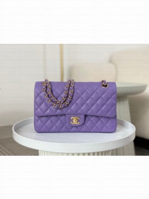 CHANEL CLASSIC 11.12 HANDBAG AS01112 Purple&GOLD Metal