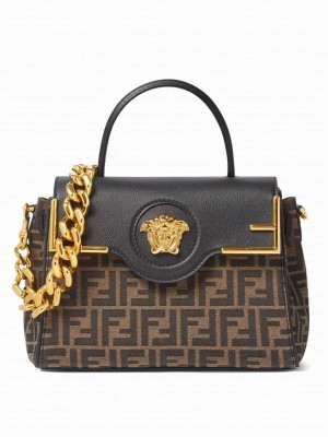 Fendi Fendace La Medusa Medium Handbag Black