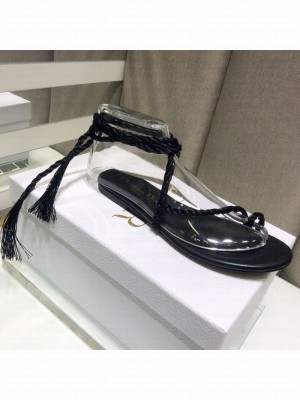 Dior Cord Lace up Flat Sandals Black Spring/Summer 2021 Collection