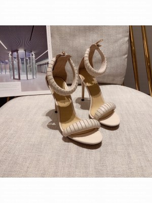 GIANVITO ROSSI BIJOUX CRYSTAL 105 MM BEIGE SUEDE SANDALS 2022 COLLECTION