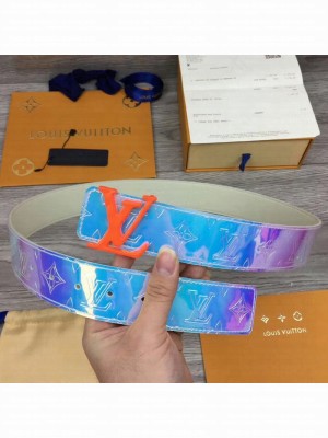 Louis Vuitton Men's Iridescent Belt 40mm with LV Buckle Orange 2019 Collection