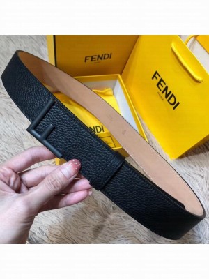 Fendi Grained Calfskin Belt with F Buckle 40MM Black 2019 Collection