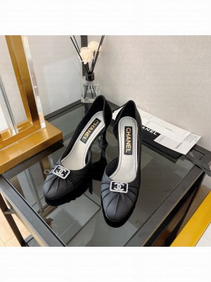 Chanel Fabric Crystal CC Pumps 9cm Black 2022 Collection