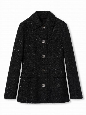 Gucci Women's Sequined Lame Tweed Jacket Black