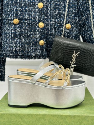 Gucci Signoria 7.5cm Platform Slide Silver