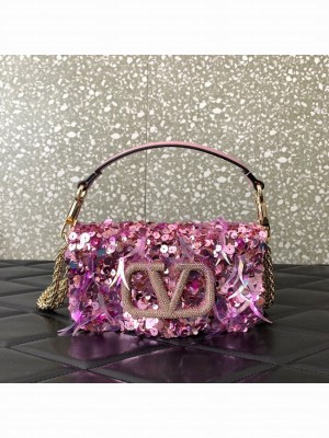 VALENTINO V-logo MINI LOCO sequin and leather bag WA0K53-5