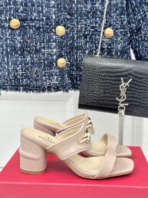 Valentino VLogo The Bold Edition Mule Sandals Nude