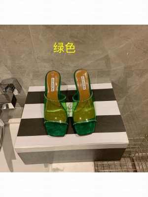 Aquazzuea 8.5cm Crystal heel TUP Green  Mule 2022 Collection