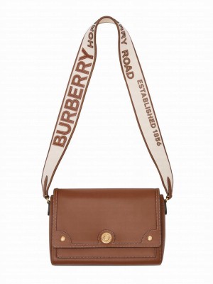 Burberry Topstitched Leather Shoulder Bag Coffee