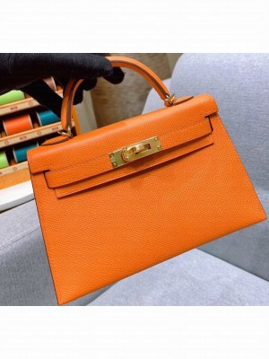 Hermes Mini Kelly II Bag in Original Epsom Leather Orange