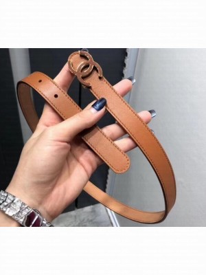 Chanel Width 2cm CC Logo Buckle Leather Belt Brown