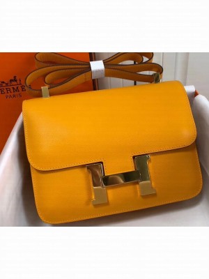 Hermes Constance Mini/MM Bag in Epsom Leather Yellow with Gold Hardware