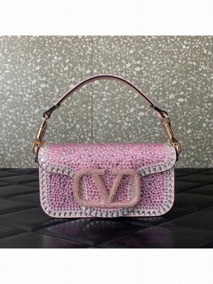 VALENTINO Super Mini Loco imitation crystal chain bag WP0Z28 pink