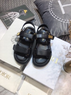Dior DiorAct Calfskin Flat Strap Sandals Black 2021 Collection 