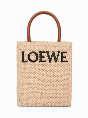 Loewe Standard A5 Tote Bag In Raffia Coffee