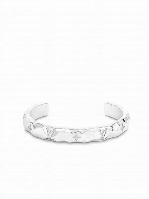 Louis Vuitton Monogram Carved Cuff M00332 Silver