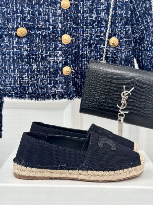 LES ESPADRILLES CELINE IN TWEED & CALFSKIN NAVY