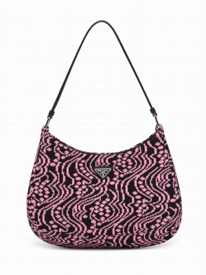 Prada Cleo Jacquard Knit And Leather Bag 1BC499 Peachblow
