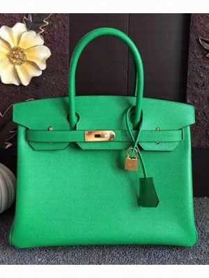 Hermes Birkin 30/35 Bag In Original Epsom Leather With Gold/Silver Hardware Green