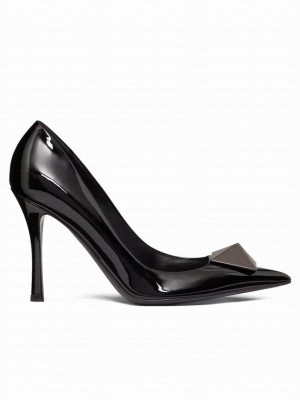 Valentino Women's One Stud Patent Leather Pump 100 MM Black