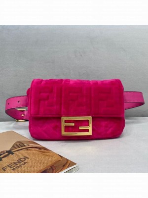 Fendi Baguette Velvet Belt Bag Fuchsia Pink  2021 Collection