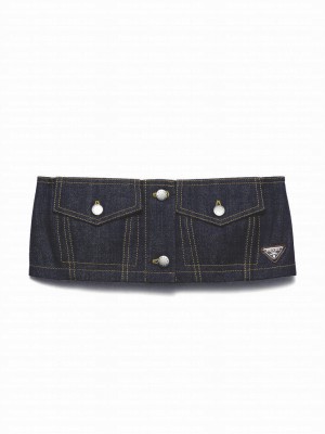 Prada Women's Crop Top In Selvedge Denim Black