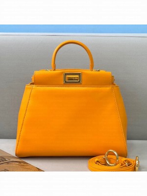 Fendi Peekaboo Iconic Mini Bag in Orange Lambskin  2021 Collection